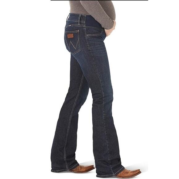 Wrangler Retro Mae Mid Rise Boot Cut Maternity Jeans 9 x 30 Blue Stretch Comfort - Picture 1 of 10